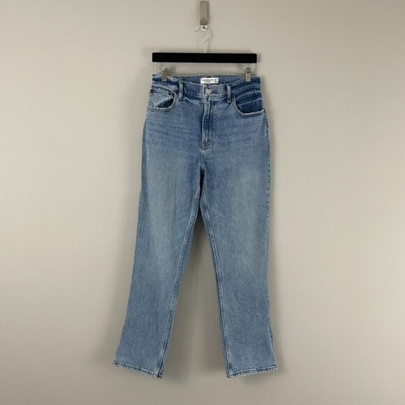 Abercrombie & Fitch Curve Love High Rise The '90s Straight Jeans Size 29 Short - Picture 1 of 7